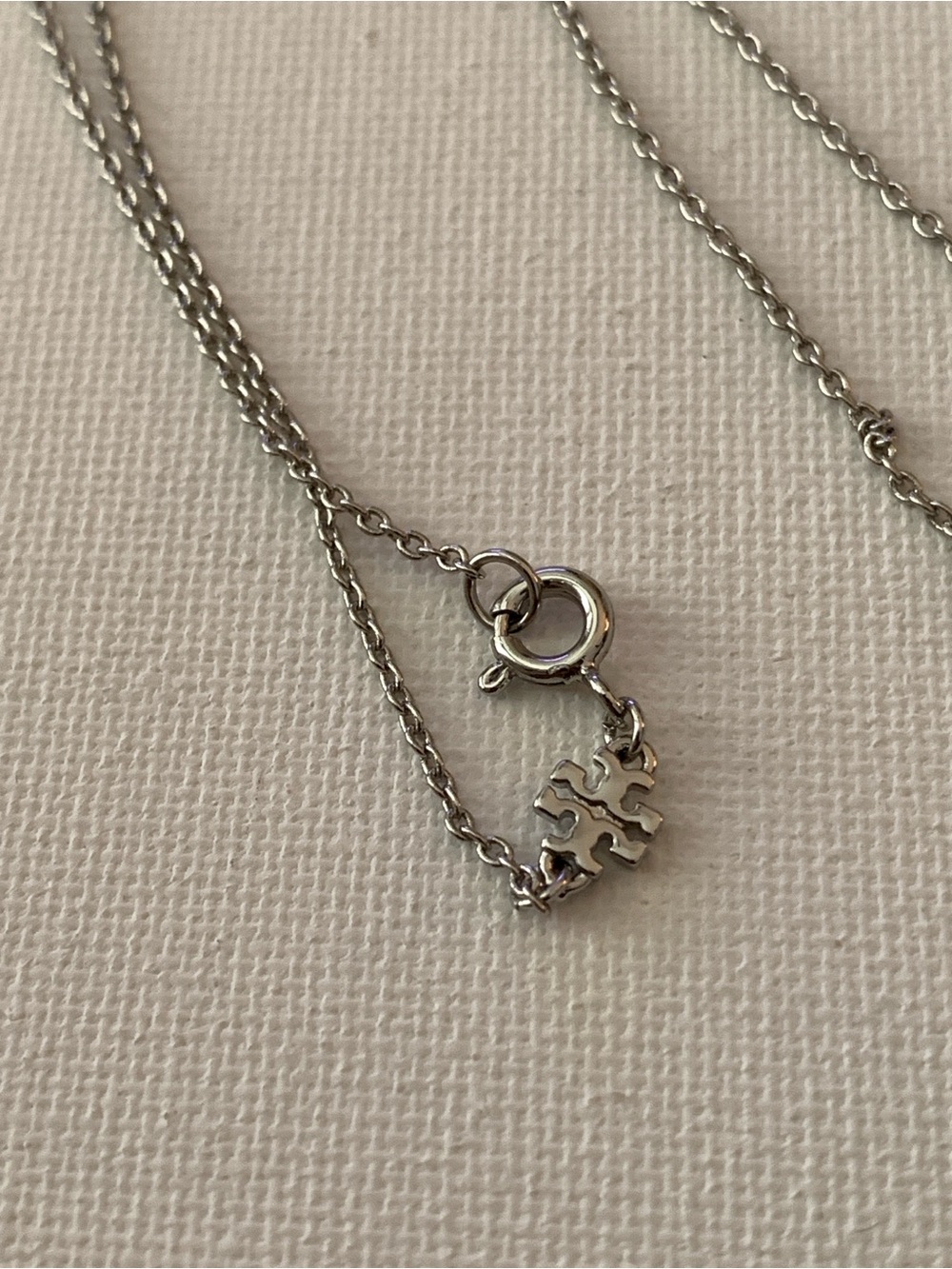 Tory Burch Silver Logo Pendant Necklace - Picture 3 of 3